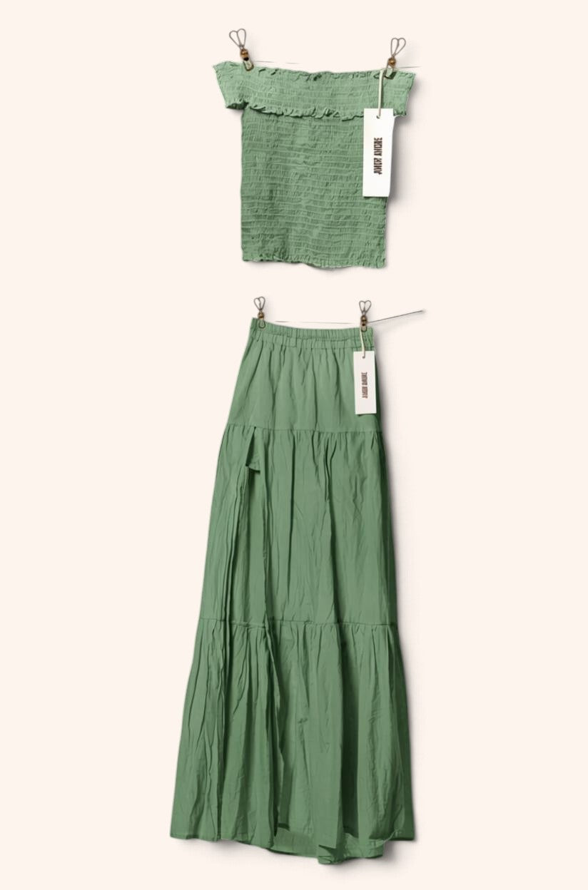 Conjunto Roberta en Forest Green - largo de algodón, Amor Amore