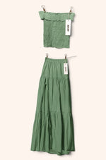 Conjunto Roberta en Forest Green - largo de algodón, Amor Amore